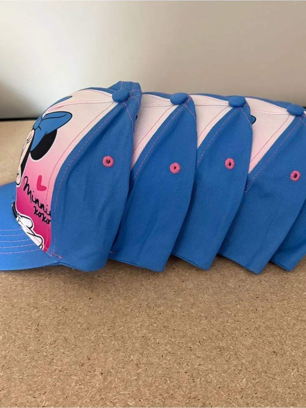 Lot of 5 Disney Minnie Mouse Blue and Pink Baseball Hat